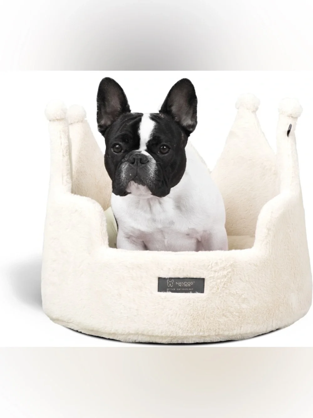 New Nandog Pet Gear Crown Dog Bed for Cats & Dogs Pearl White Ivory Cream, 16”